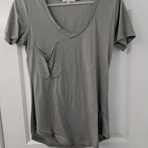 Z Supply Light Gray V-Neck Tee with Pocket